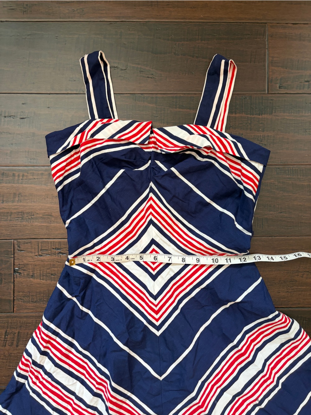 Vintage Navy Striped Sundress with Red & White Accents 4th of July Summer 90’s - Picture 7 of 10